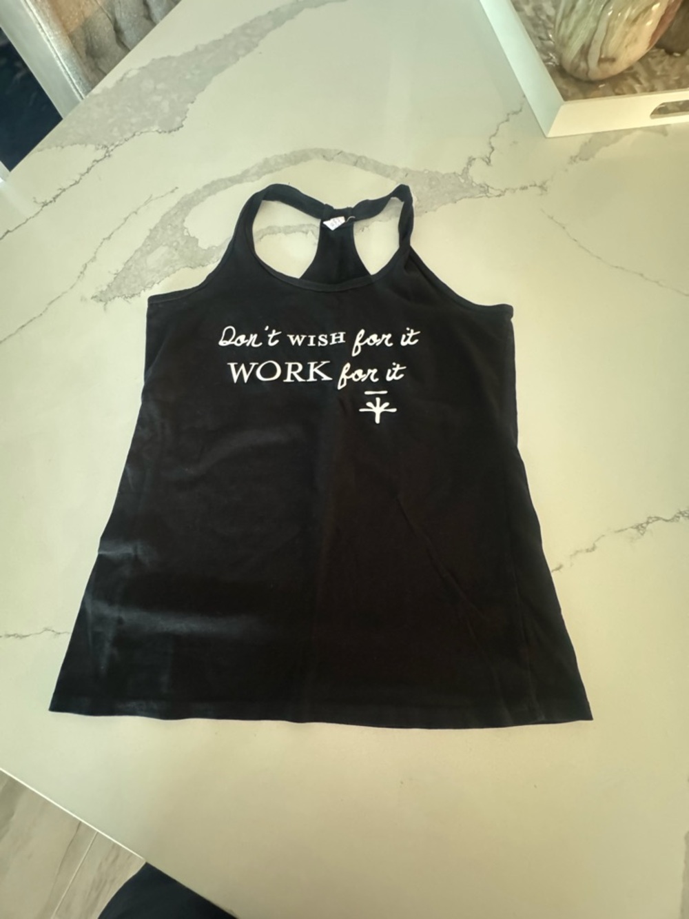 Soybu Black Racerback Tank with White Motivational Text